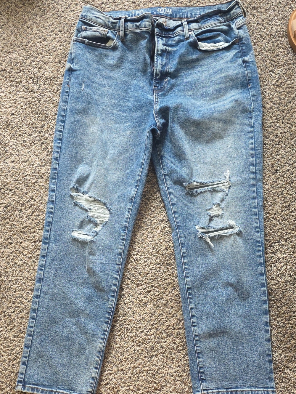 a.n.a Women's Straight Leg Distressed Jeans - Light Blue